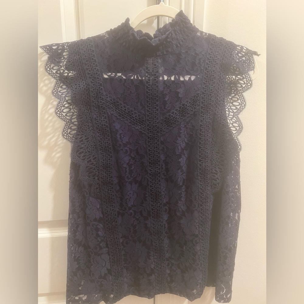 Navy lace blouse
